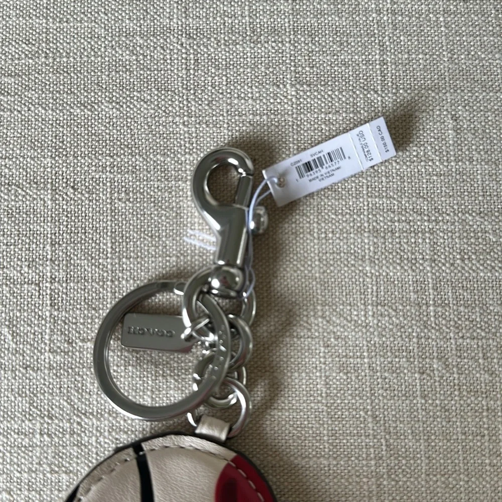 Coach Heart Coin Pouch Bag Charm With Cherry Print New NWT